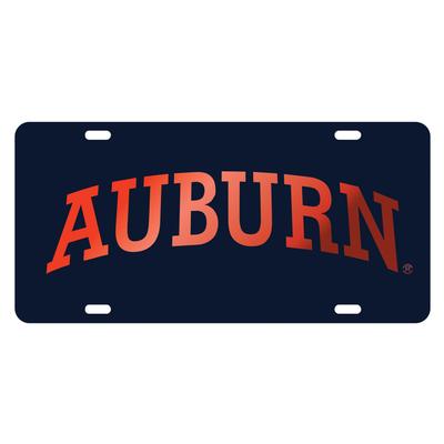 Auburn License Plate Navy With Orange Text