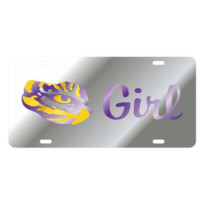 LSU License Plate Silver LSU Girl