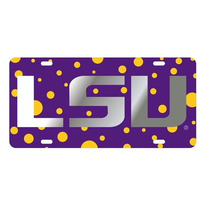 LSU License Plate Purple and Gold Dots
