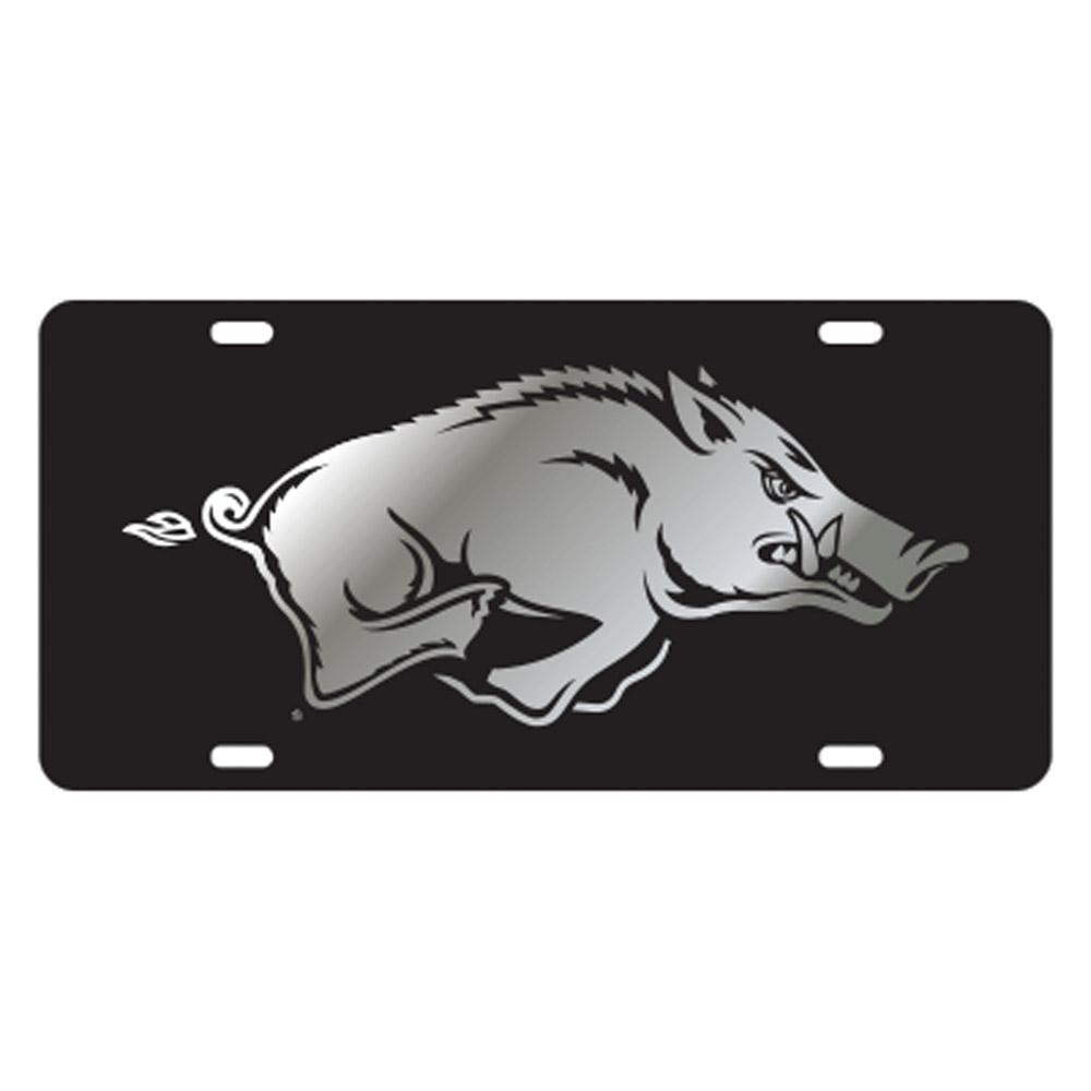  Arkansas Running Hog Silver/Black License Plate