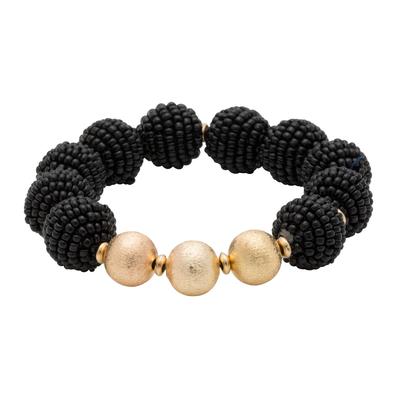 Black Seed Bead Ball Stretch Bracelet