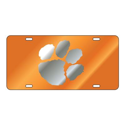 Clemson Mirror Paw Orange License Plate