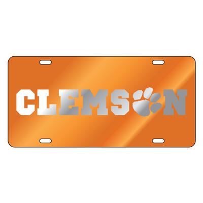 Clemson Wordmark with Paw Mirror License Plate