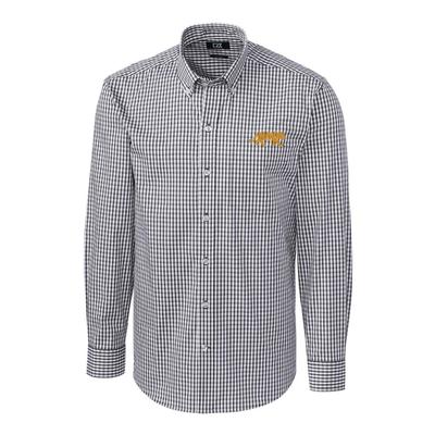 LSU Cutter & Buck Big and Tall Stretch Gingham Woven Shirt