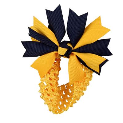 Navy and Gold Crochet Pinwheel Headband