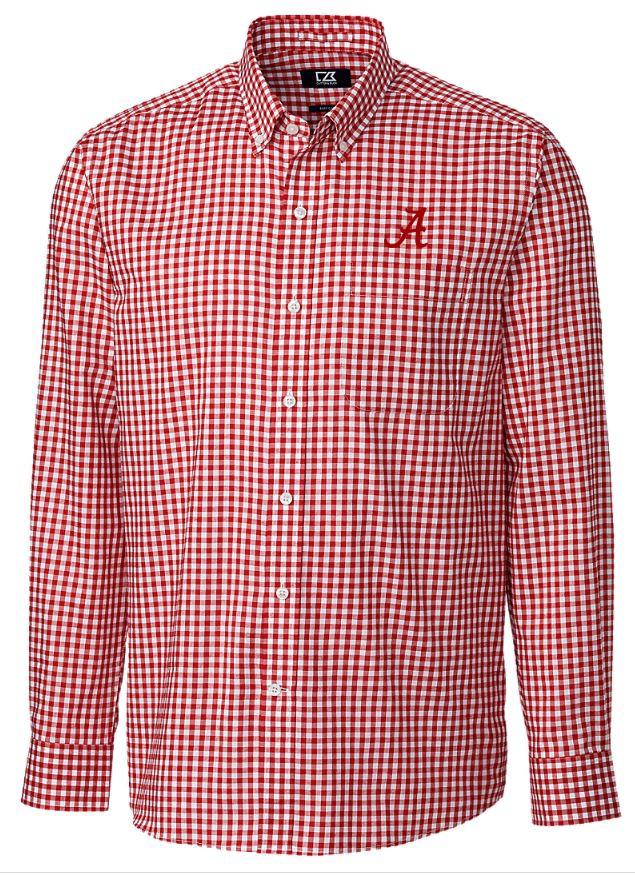 Alabama Cutter & Buck League Gingham Woven Dress Shirt