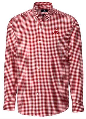 Alabama Cutter & Buck League Gingham Woven Dress Shirt