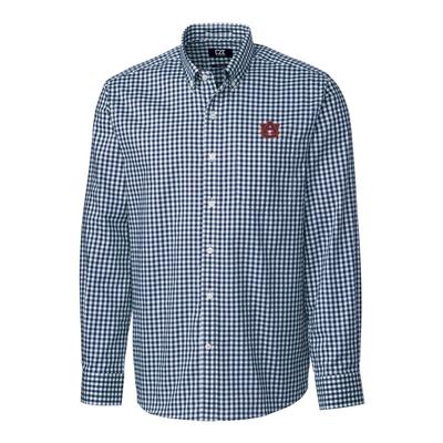 Auburn Cutter & Buck League Gingham Woven Dress Shirt