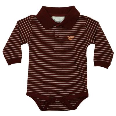 Virginia Tech Infant L/S Stripe Golf Creeper