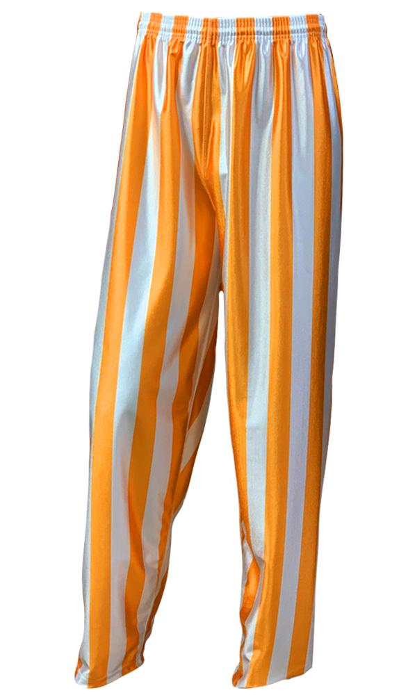 orange and white striped pants