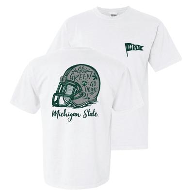 Michigan State Comfort Colors Hand Drawn Helmet Tee