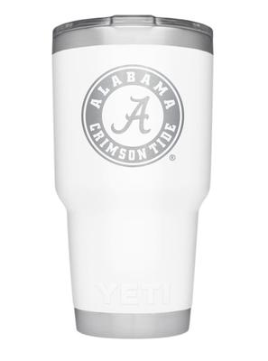 Alabama Yeti 30oz White Powder Coated Rambler