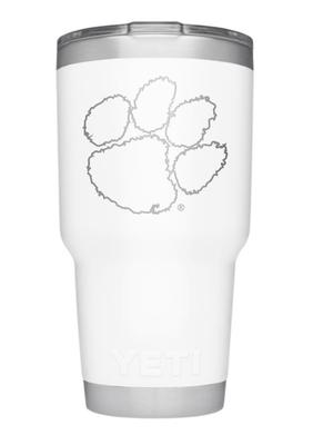 Clemson Yeti 30oz White Powder Coated Rambler