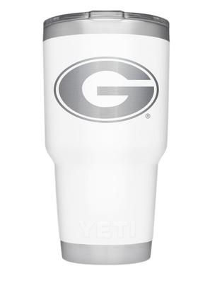 Georgia Yeti 30oz White Powder Coated Rambler