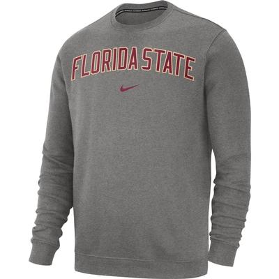 Florida State Nike Fleece Club Crew Sweater DK_GREY_HTHR