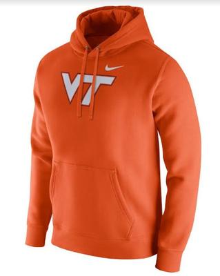 Virginia Tech Nike Fleece Club Pullover Hoodie ORANGE