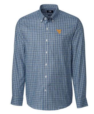 West Virginia Cutter and Buck Lakewood Check Dress Shirt