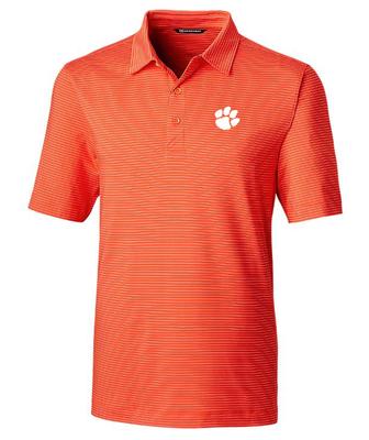 Clemson Cutter And Buck DryTec Pencil Stripe Forge Polo