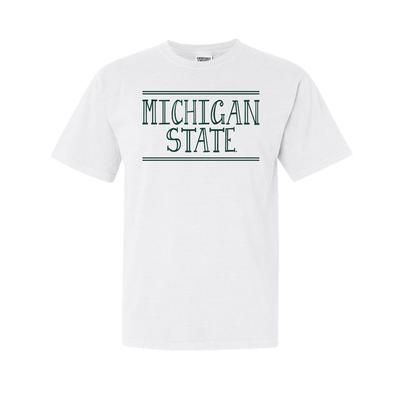 Michigan State Hand Drawn Double Bar Comfort Colors Tee
