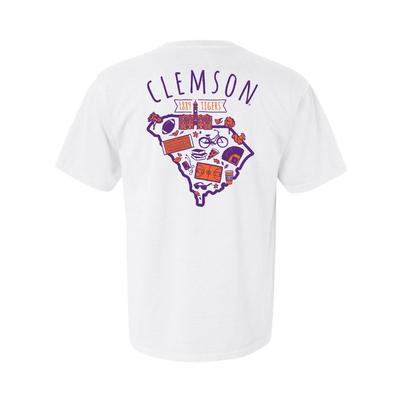 Clemson Hand Drawn State Icons Comfort Colors Tee