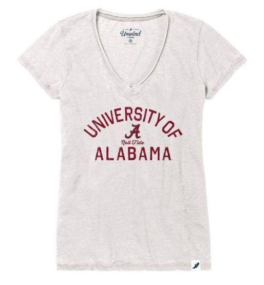 Alabama League Women's Distressed V- Neck Top