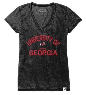 Georgia League Women's Distressed V-Neck Top