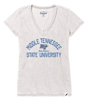 MTSU League Women's Distressed V-Neck Top
