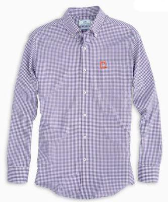Clemson Southern Tide Vault Logo Gingham Woven Shirt
