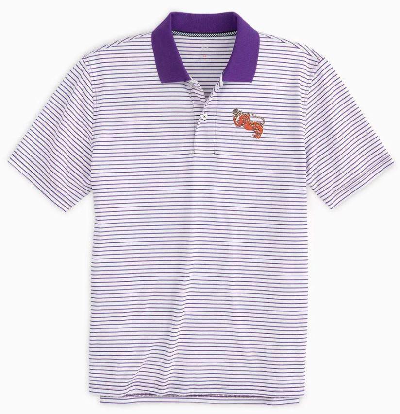 Tigers | Clemson Southern Tide Gentleman Tiger Gameday Pique Stripe Polo | Alumni Hall