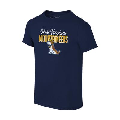 West Virginia Youth Script and Block Logo Dog Tee Shirt