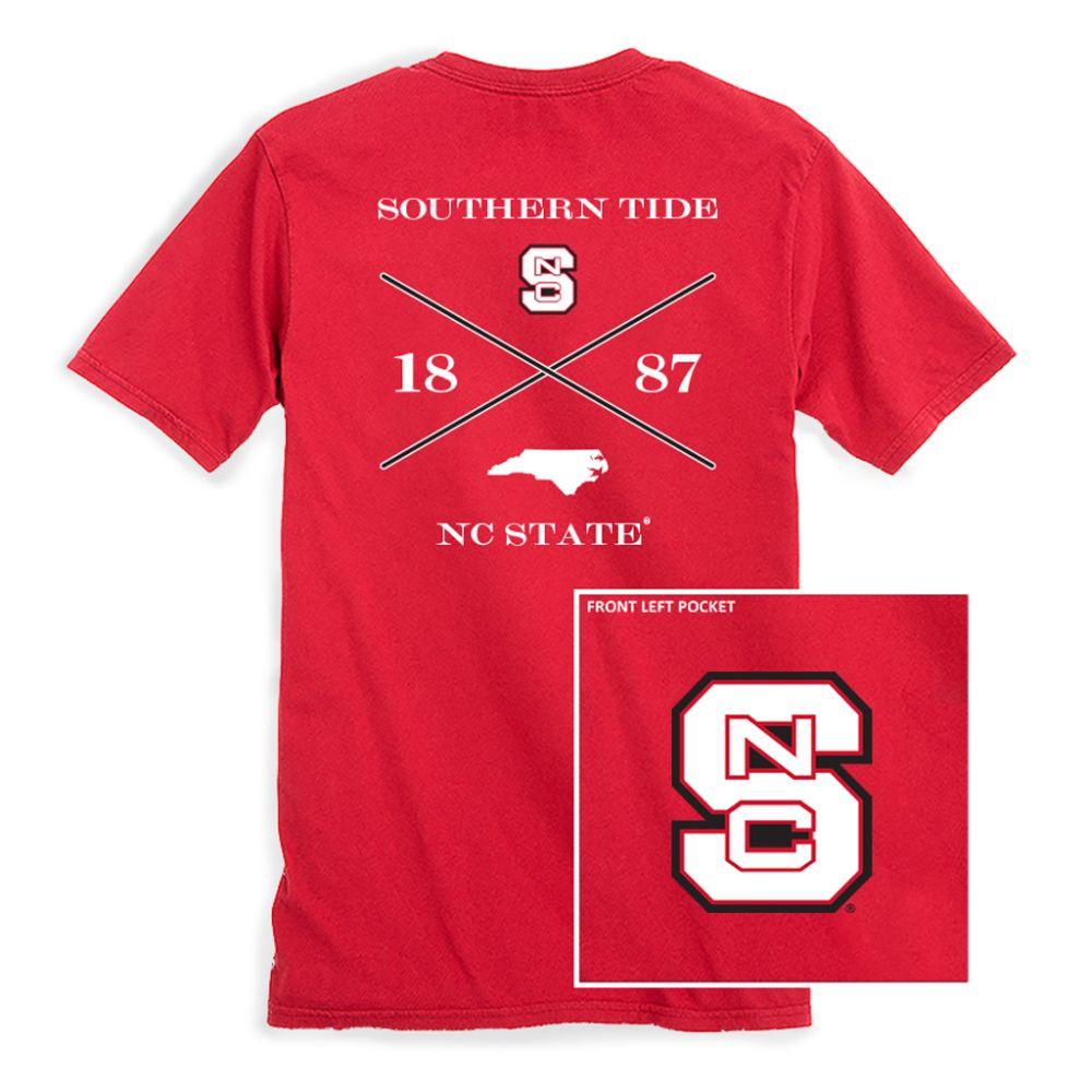 Nc State Southern Tide College Cross T- Shirt