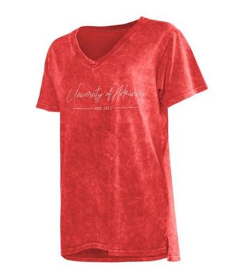Arkansas Chicka-D Mineral Wash Script V-Neck Tee