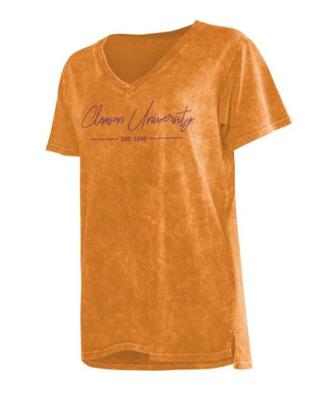 Clemson Chicka-D Mineral Wash Script V-Neck Tee
