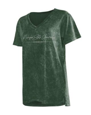 Michigan State Chicka-D Mineral Wash Script V-Neck Tee