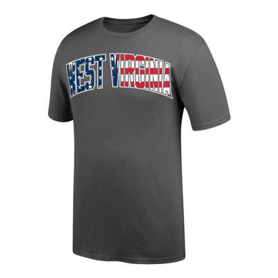 West Virginia Men's Logo with American Flag Tee