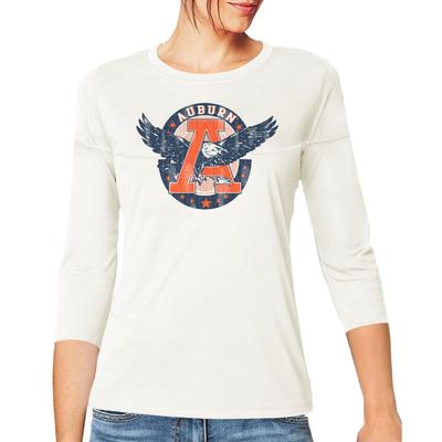 Auburn Retro Brand Women's 3/4 Sleeve Football Jersey Crop Top