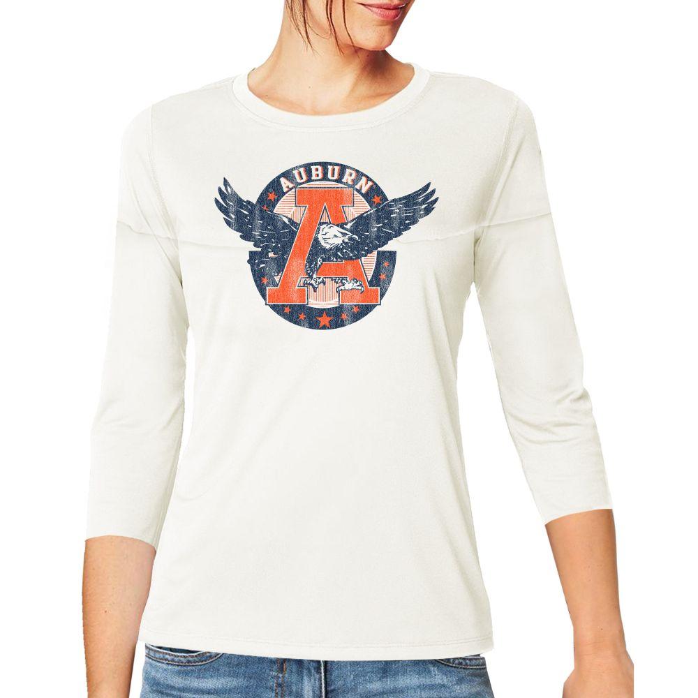 AUB Auburn Retro Brand Women's 3/4 Sleeve Football Jersey Crop Top