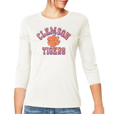 Clemson Retro Brand Women's 3/4 Sleeve Football Jersey Crop Top