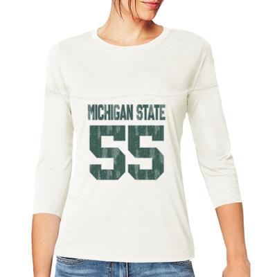 Michigan State Retro Brand Women's 3/4 Sleeve Football Jersey Crop Top