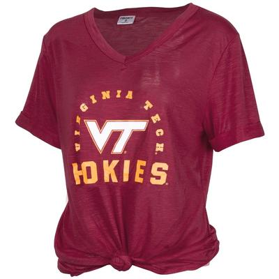 Virginia Tech Dodge Knotted V-Neck Tee