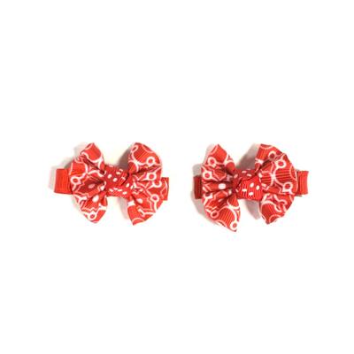 Red and White Hair Clip (Set of 2)