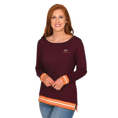 Virginia Tech University Girls Striped Rib Pullover