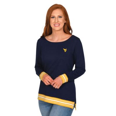 West Virginia University Girls Striped Rib Pullover