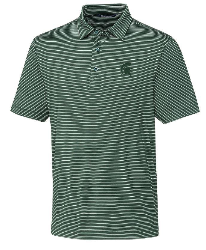 Michigan State Cutter & Buck Forge Pencil Stripe Big & Tall Polo