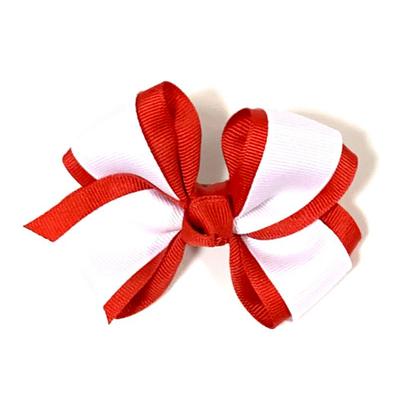 Red & White 2 Tone Fluff Hair Bow