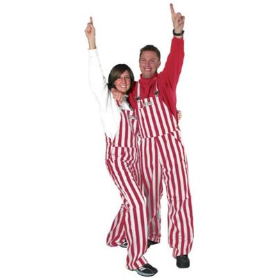Cardinal and White Adult Game Bibs Striped Overalls