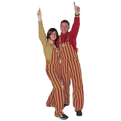 Garnet and Gold Adult Game Bibs Striped Overalls