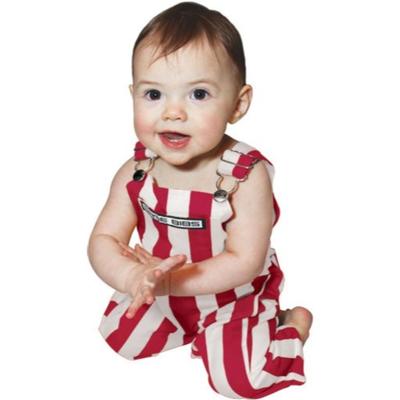Crimson and White Game Bibs Infant Striped Overalls