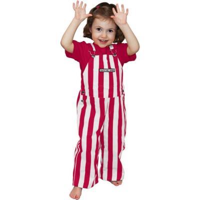 Crimson and White Game Bibs Toddler Striped Overalls