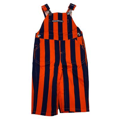 Navy and Orange Infant Game Bibs Striped Overalls